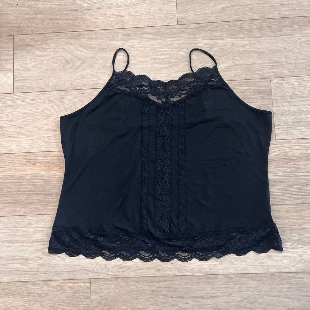 Jessica Vintage Black‎ Cami Lace Trim Women XL Whimsygoth Fairy Y2K Grunge Goth